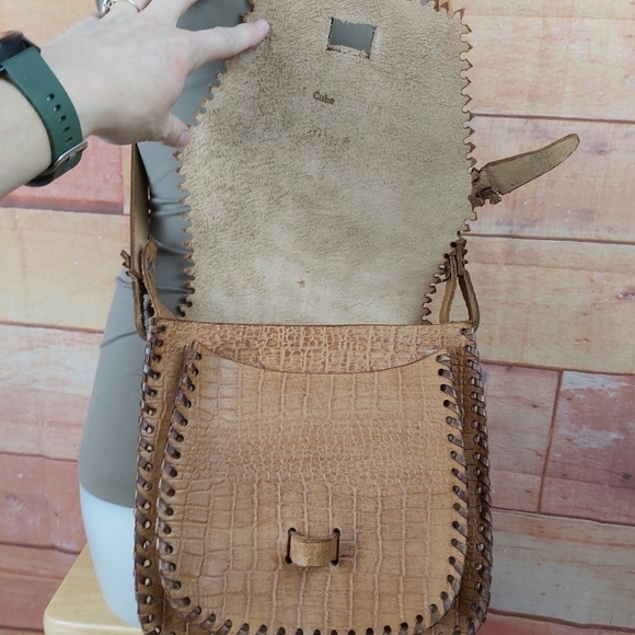 𝅺Vintage hand tooled leather bag hand crafted crossbody purse - Picture 9 of 13